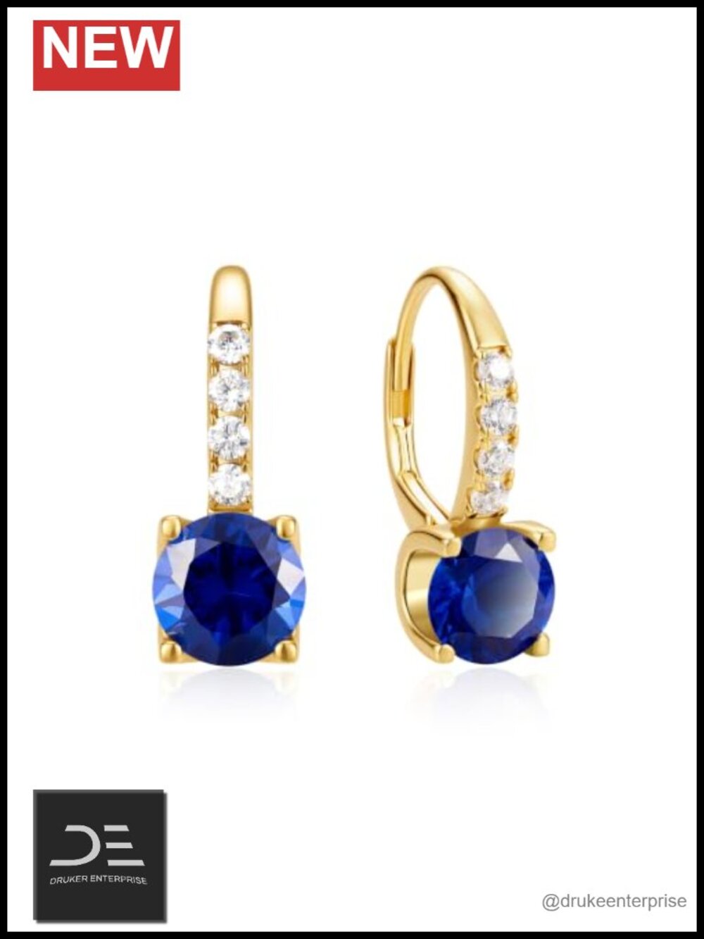 14K Gold Plated Sterling Silver Birthstone Dangle Earrings